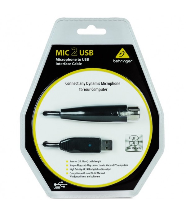 CAVO BEHRINGER MIC 2 USB INTERFACCIA AUDIO USB-XLR 5 METRI