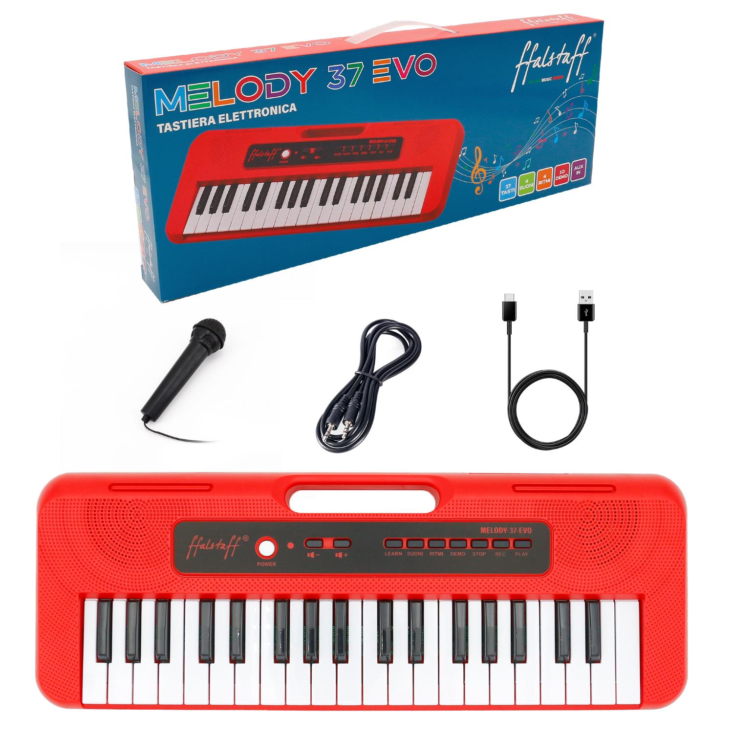 TASTIERA 37 TASTI MELODY
Mini Tastiera Elettronica 37 tasti, 4 suoni, 4 ritmi (per uso ludico)