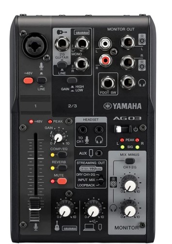 MIXER Yamaha AG03 MK2 B Mixer Live Streaming a 3 Canali con Interfaccia Audio USB Nero