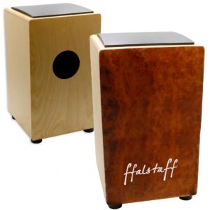 Cajon in Legno Effetto Naturale color Ciliegio con Cuscino e Borsa (30 x 29 x 50 cm)