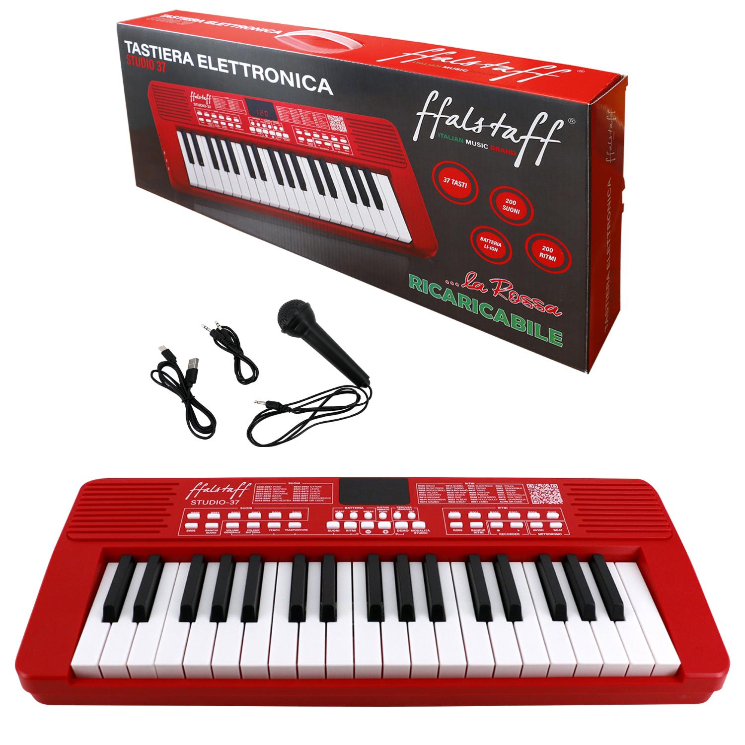 TASTIERA STUDIO 37 FFASTAFF RED
Tastiera elettronica ricaricabile 37 tasti per uso Scolastico "Italian Design" con 200 Suoni, 200 Ritmi, 50 Brani dimostrativi (la Rossa)