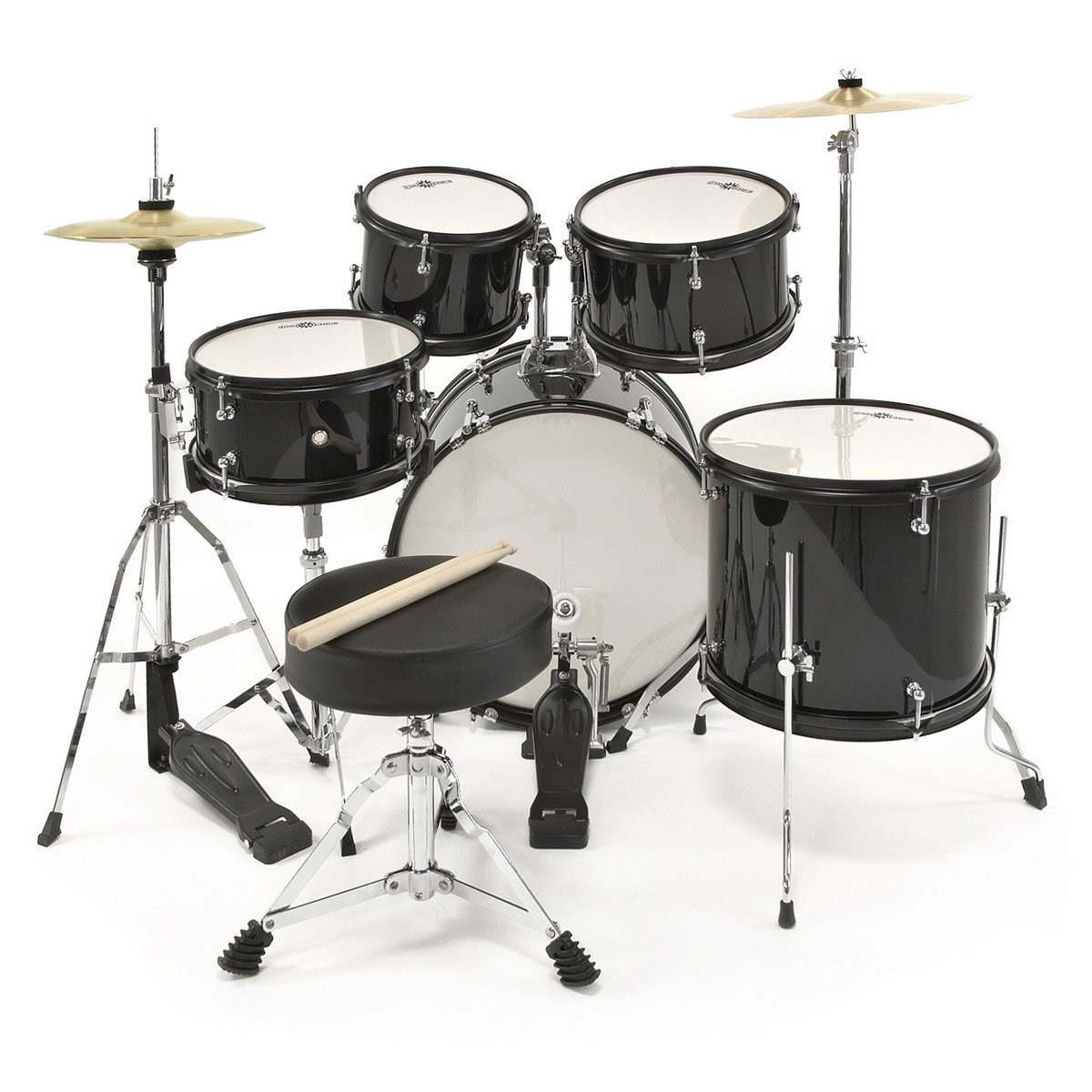 Batteria 5 Pezzi Completa "Stage Pro" con Meccaniche Rinforzate (Nera)