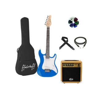 Chitarra Elettrica da 36'' tipo Stratocaster (blu) +amplificatore dam +accessori