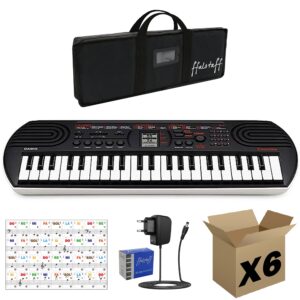 CASIO SA81, Borsa con Imbottitura 5 mm, Alimentatore e Adesivi 6 pezzi