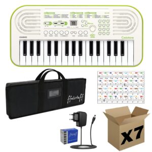 CASIO SA50, Borsa con Imbottitura 5 mm, Alimentatore e Adesivi cartone 7 pezzi