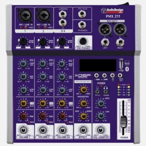Mixer professionale 2+1+1 Canali
USB/BT 24 effetti con DSP -
Alimentazione USB PMX.211