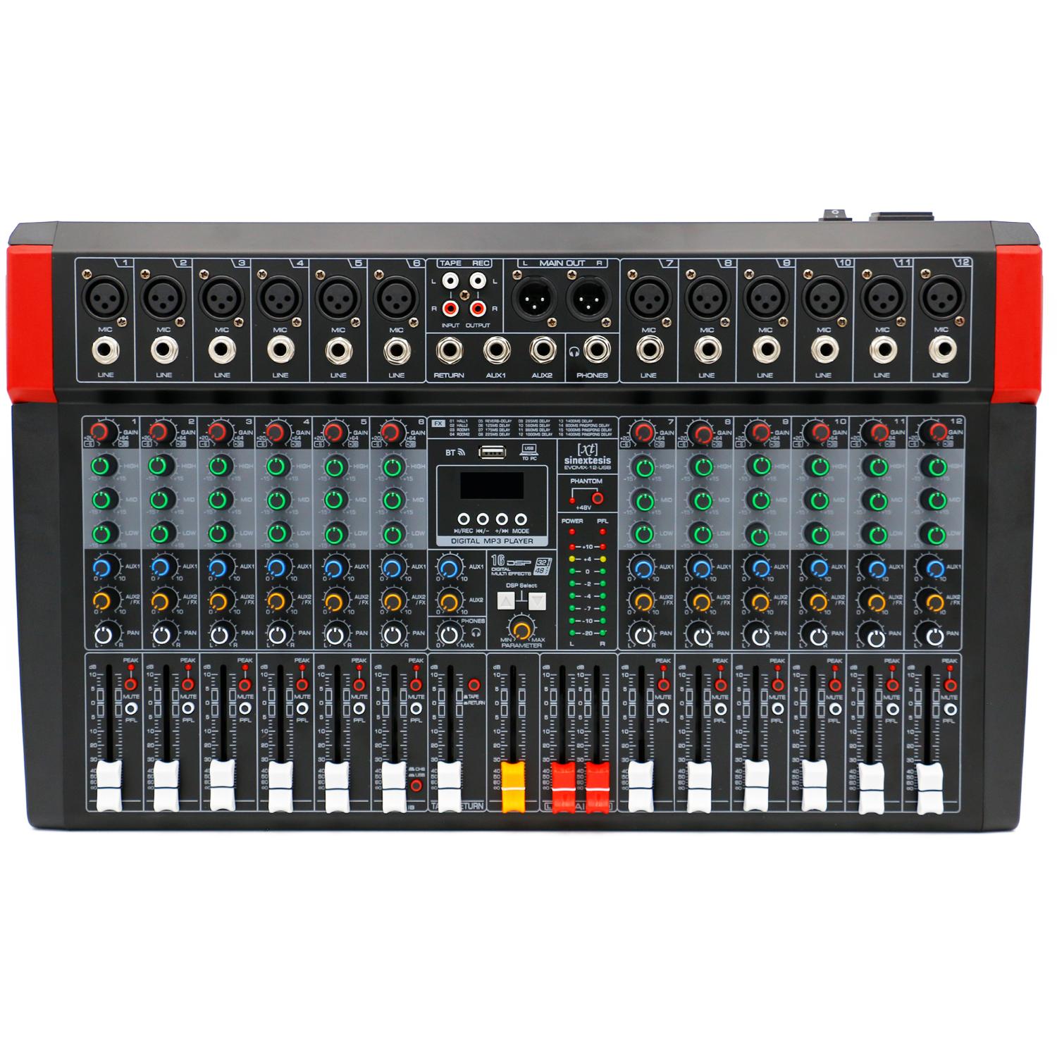 Mixer/Scheda Audio 12 canali, multieffetto DSP, interfaccia USB, lettore Mp3, Bluetooth