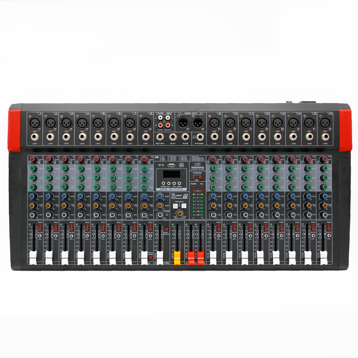 Mixer/Scheda Audio 16 canali, multieffetto DSP, interfaccia USB, lettore Mp3, Bluetooth