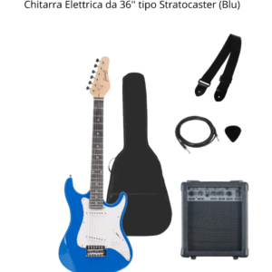 Chitarra Elettrica da 36'' tipo Stratocaster (Blu)+ amplificatore+accseeori