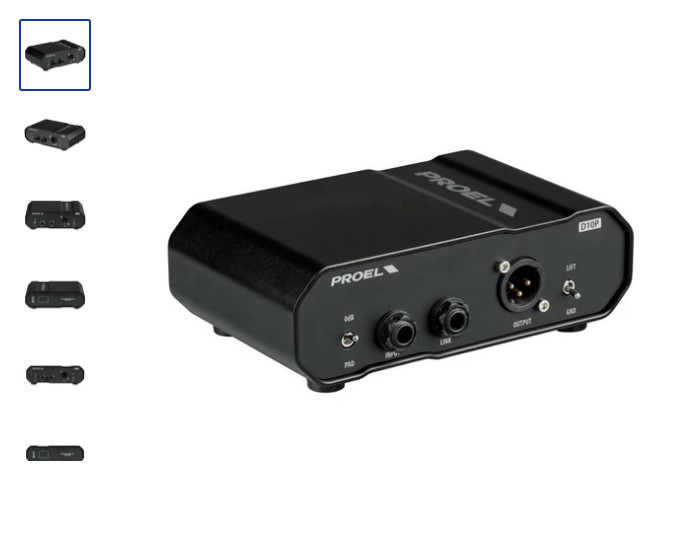 Proel D10P Direct Injection Box passiva Trasformatore d'isolamento, Nero