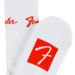 Fender Logo Stompsock, Large Logo Fender Calzini da palco studio palestra Bianco