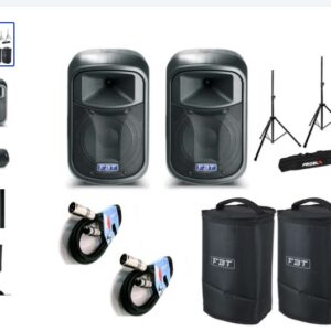 FBT J 8A Coppia Diffusore Attivo Pro 500w +V37 2Cover+FRE300KIT+2Cavi BULK250LU5