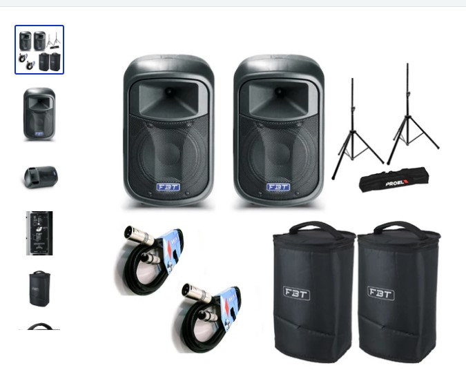 FBT J 8A Coppia Diffusore Attivo Pro 500w +V37 2Cover+FRE300KIT+2Cavi BULK250LU5