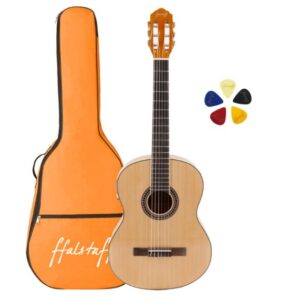 Chitarra Classica Elettrificata ffalstaff Modello C40-EQ con Tastiera e Ponte in Palissandro, Equalizzatore a 5 Bande, Borsa Colorata, Muta Corde di Ricambio e 5 Plettri